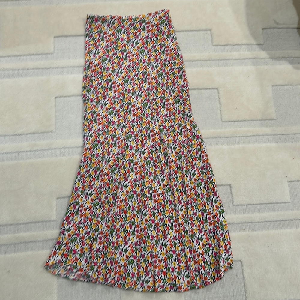 Rixo maxi silk skirt with fun floral pattern
